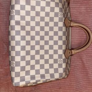 Louis Vuitton Checkered Satchel - Cream and Gray